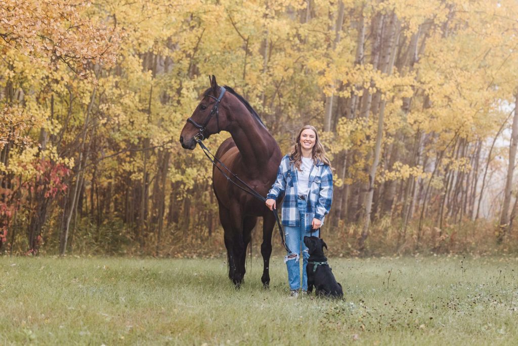 Edmonton equine photoshoot with horse and rider in the fog