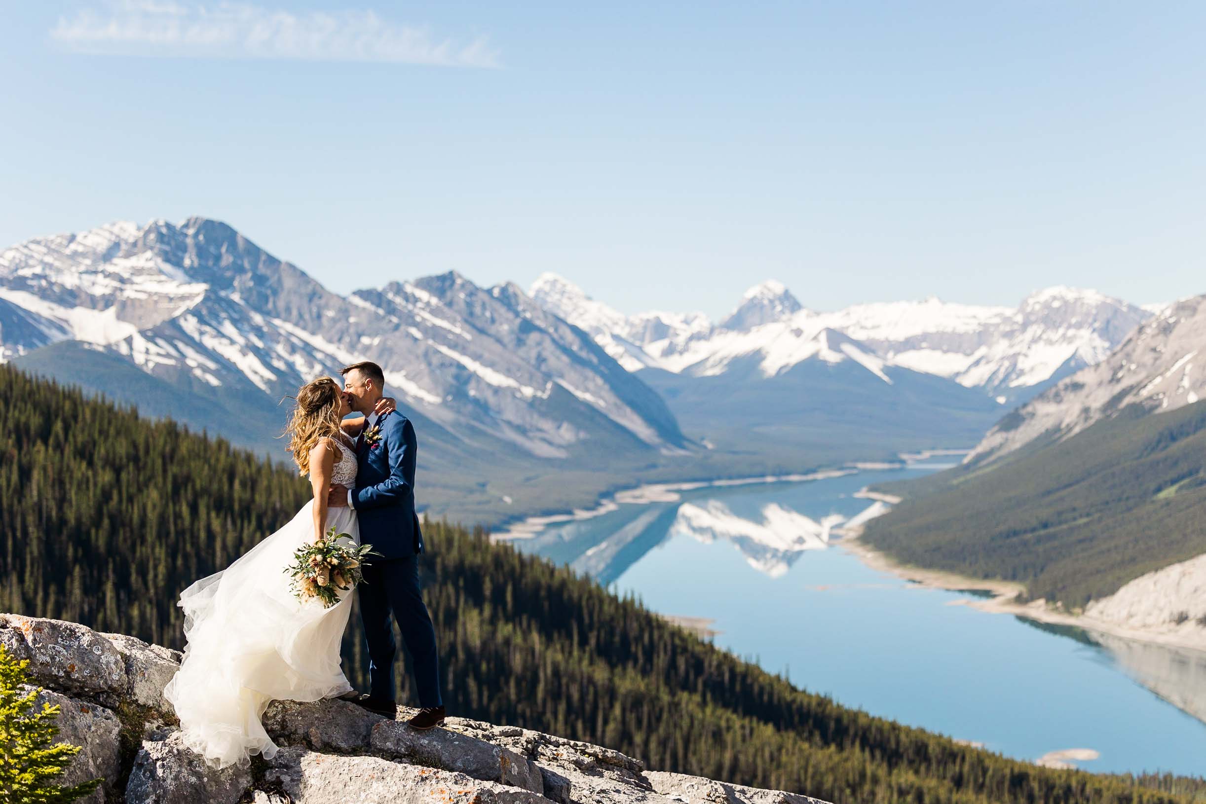 Hiking Elopement Session in Kananskis, Alberta. In the Rocky Mountains an Elopement Session by Brittany Anne Photography.
